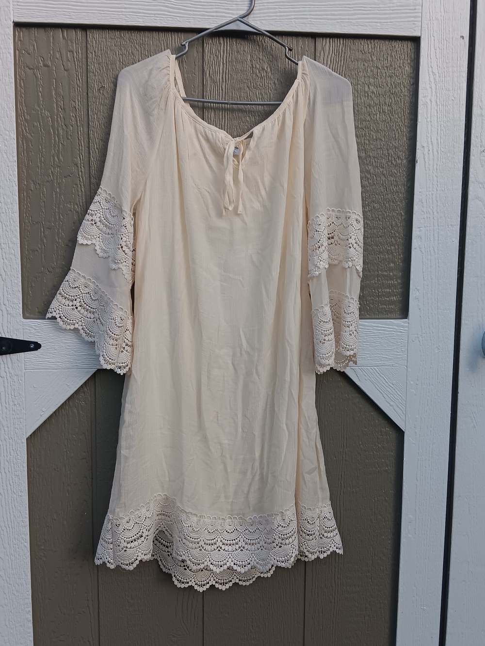 Wrangler Cream Lace-Trim Mini Dress